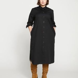 Universal Standard Odeon Stretch Poplin Shirtdress 18/20 Black
